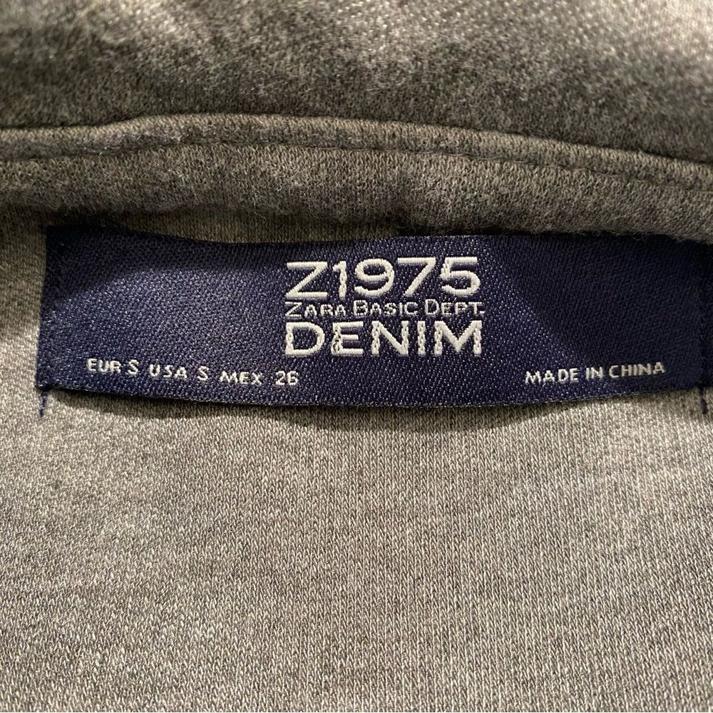 Zara Olive Green Hooded Jacket Denim Zip Utility Boxy Small - Picture 5 of 16